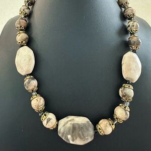 Polished Artisan Stone Necklace Sunstone Moonstone Agate 18”